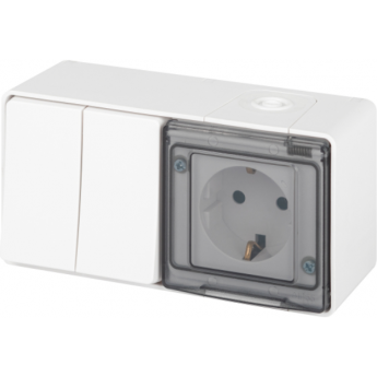 Блок розетка с выключателем ЭРА ЭКСПЕРТ 11-7502-01 IP55 16A(10AX)-250В ОУ белый