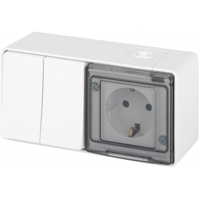 Блок розетка с выключателем ЭРА ЭКСПЕРТ 11-7502-01 IP55 16A(10AX)-250В ОУ белый B0063270 Блок розетка с выключателем ЭРА ЭКСПЕРТ 11-7502-01 IP55 16A(10AX)-250В ОУ белый B0063270