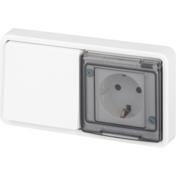 Блок розетка с выключателем ЭРА ЭКСПЕРТ 11-7521-01 IP55 16А (10AX)-250В СУ белый