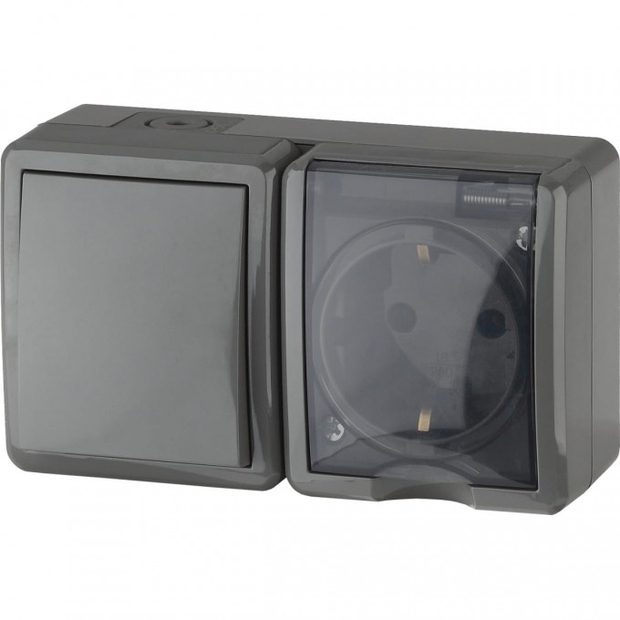 Блок розетка+выключатель ЭРА ЭКСПЕРТ ОУ 11-7401-03 ЭРА IP54 16A 10AX-250В серый B0020734 Блок розетка+выключатель ЭРА ЭКСПЕРТ ОУ 11-7401-03 ЭРА IP54 16A 10AX-250В серый B0020734