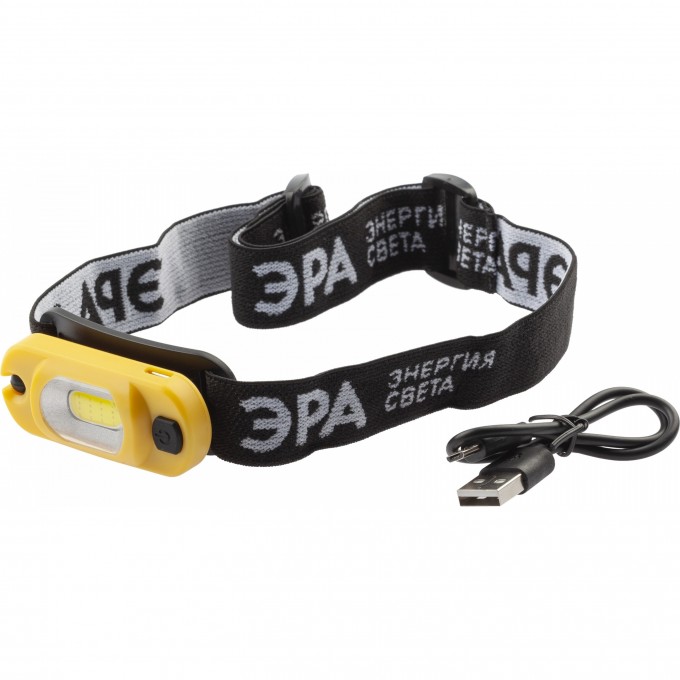 Фонарь налобный светодиодный ЭРА Рабочие GA-801 аккумуляторный мощный яркий 4 режима желто-черный B0030186 Фонарь налобный светодиодный ЭРА Рабочие GA-801 аккумуляторный мощный яркий 4 режима желто-черный B0030186
