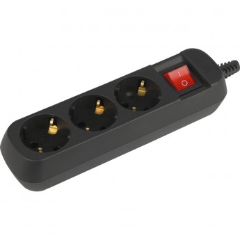 Колодка удлинителя ЭРА Б0061723 KX-3es-B 3-м с заземлением с выключателем черный