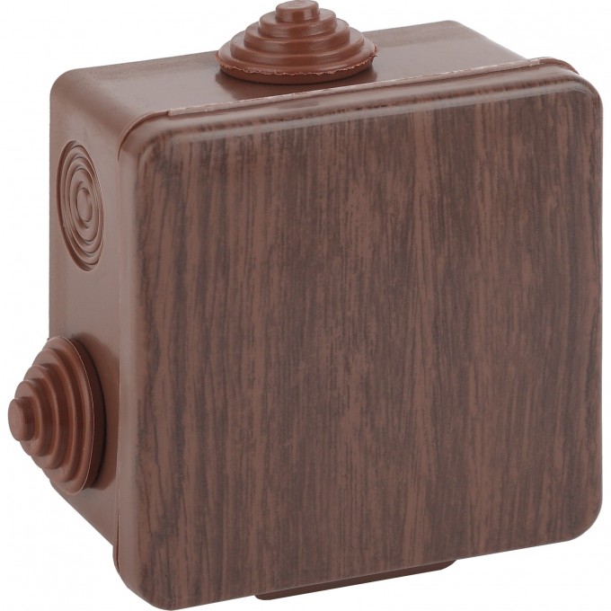 Коробка ЭРА распаячн. открытой установки КОР дуб 65х65х50мм с гермовводами 4 вх. IP54 B0043228