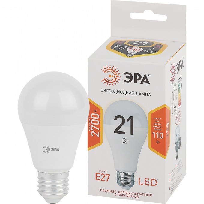 Лампа светодиодная ЭРА A65-21W-827-E27 грушевидная 1680лм Б0035331 B0035331 Лампа светодиодная ЭРА A65-21W-827-E27 грушевидная 1680лм Б0035331 B0035331