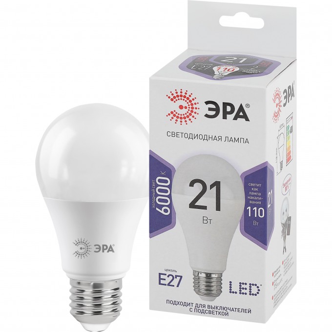 Лампа светодиодная ЭРА A65-21W-860-E27 грушевидная 1680лм Б0035333 B0035333 Лампа светодиодная ЭРА A65-21W-860-E27 грушевидная 1680лм Б0035333 B0035333