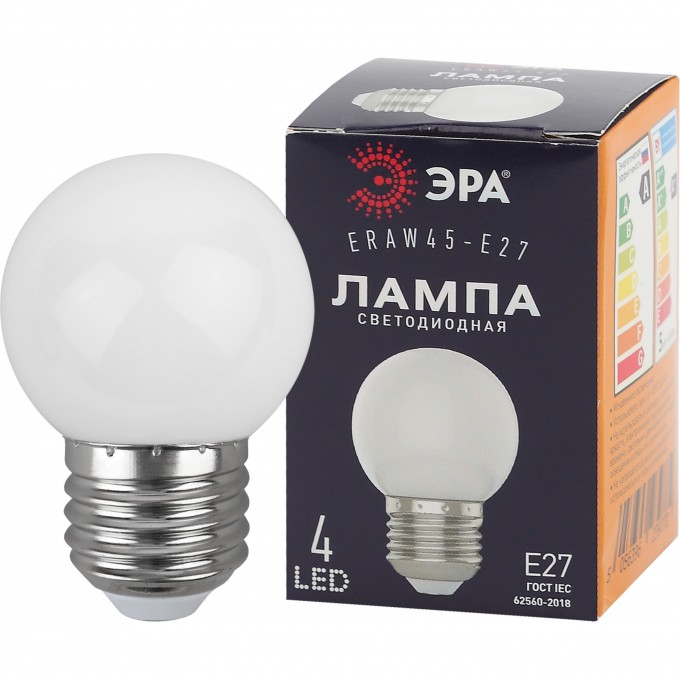 Лампа светодиодная ЭРА ERAW45-E27 P45 1Вт шар бел. E27 4SMD для белт-лайт B0049577 Лампа светодиодная ЭРА ERAW45-E27 P45 1Вт шар бел. E27 4SMD для белт-лайт B0049577