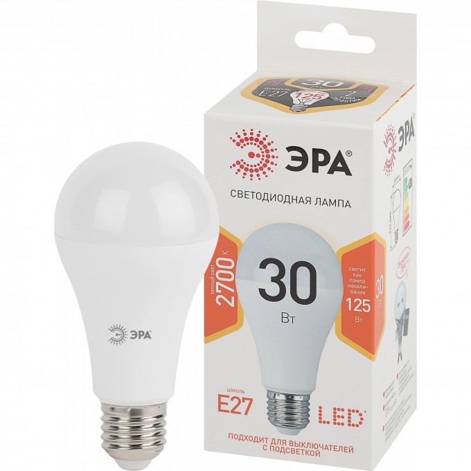Лампа светодиодная ЭРА LED A65-30W-827-E27 A65 30Вт груша E27 тепл. бел. Б0048015 B0048015 Лампа светодиодная ЭРА LED A65-30W-827-E27 A65 30Вт груша E27 тепл. бел. Б0048015 B0048015