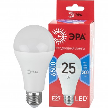 Лампа светодиодная ЭРА RED LINE LED 25Вт A65 груша 6500К холод. бел. E27 Лампа светодиодная ЭРА RED LINE LED 25Вт A65 груша 6500К холод. бел. E27