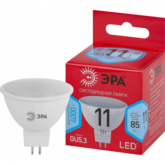 Лампа светодиодная ЭРА RED LINE LED MR16-11W-840-GU5.3 R 11Вт MR16 софит 4000К нейтр. бел. GU5.3 Б0052441 B0052441 Лампа светодиодная ЭРА RED LINE LED MR16-11W-840-GU5.3 R 11Вт MR16 софит 4000К нейтр. бел. GU5.3 Б0052441 B0052441