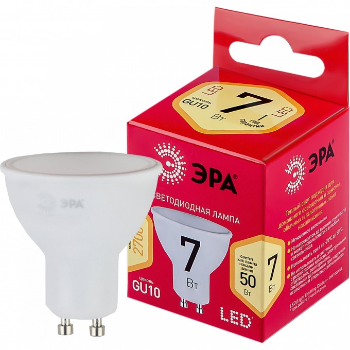 Лампа светодиодная ЭРА RED LINE LED MR16-7W-827-GU10 R 7Вт MR16 софит 2700К тепл. бел. GU10 Б0050198 B0050198 Лампа светодиодная ЭРА RED LINE LED MR16-7W-827-GU10 R 7Вт MR16 софит 2700К тепл. бел. GU10 Б0050198 B0050198