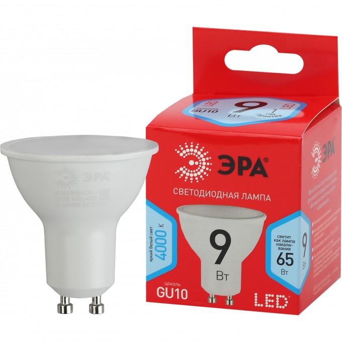 Лампа светодиодная ЭРА Red Line LED MR16-9W-840-GU10 R 9Вт MR16 софит 4000К нейтр. бел. GU10 B0050692 Лампа светодиодная ЭРА Red Line LED MR16-9W-840-GU10 R 9Вт MR16 софит 4000К нейтр. бел. GU10 B0050692