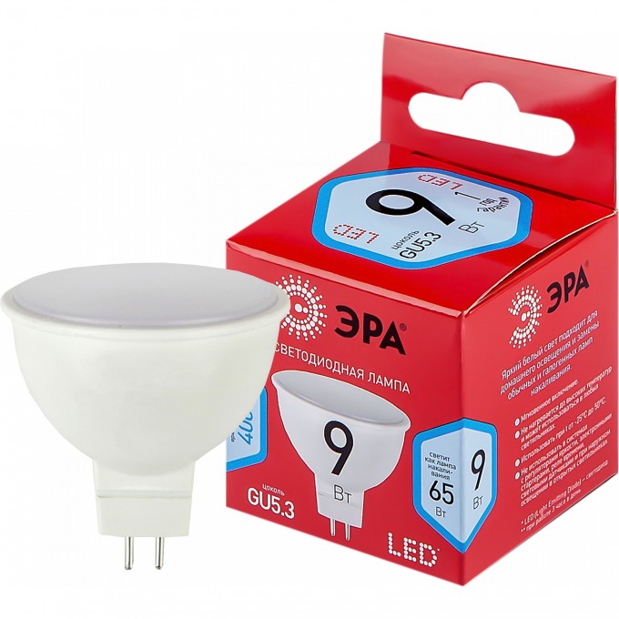 Лампа светодиодная ЭРА RED LINE LED MR16-9W-840-GU5.3 R 9Вт MR16 софит 4000К нейтр. бел. GU5.3 Б0050199 B0050199 Лампа светодиодная ЭРА RED LINE LED MR16-9W-840-GU5.3 R 9Вт MR16 софит 4000К нейтр. бел. GU5.3 Б0050199 B0050199