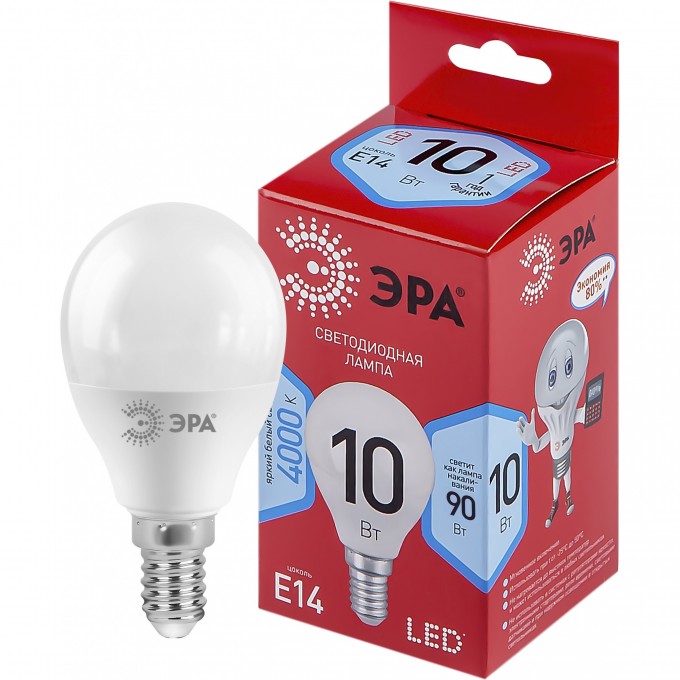 Лампа светодиодная ЭРА RED LINE LED P45-10W-840-E14 R 10Вт P45 шар 4000К нейтр. бел. E14 Б0050233 B0050233 Лампа светодиодная ЭРА RED LINE LED P45-10W-840-E14 R 10Вт P45 шар 4000К нейтр. бел. E14 Б0050233 B0050233