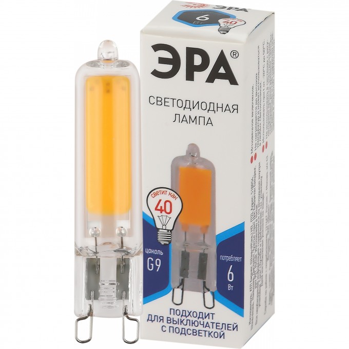 Лампа светодиодная ЭРА STD LED JCD-6W-GL-840-G9 JCD 6Вт капсульная 4000К нейтр. бел. G9 Б0049086 B0049086 Лампа светодиодная ЭРА STD LED JCD-6W-GL-840-G9 JCD 6Вт капсульная 4000К нейтр. бел. G9 Б0049086 B0049086