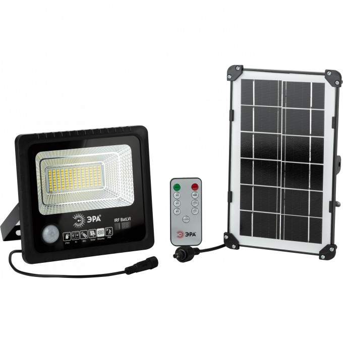 Прожектор светодиодный ЭРА уличный на солн. бат. 50W 360 LM 5000K с датч. движения ПДУ IP65 B0049546 Прожектор светодиодный ЭРА уличный на солн. бат. 50W 360 LM 5000K с датч. движения ПДУ IP65 B0049546
