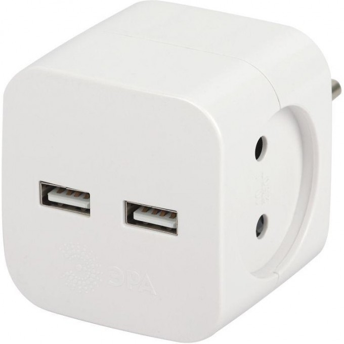 Разветвитель электрический ЭРА SP-2-USB-W на 2 розетки 220В+ 2xUSB 2400мА без заземл 10А бел. Б0049531 B0049531 Разветвитель электрический ЭРА SP-2-USB-W на 2 розетки 220В+ 2xUSB 2400мА без заземл 10А бел. Б0049531 B0049531