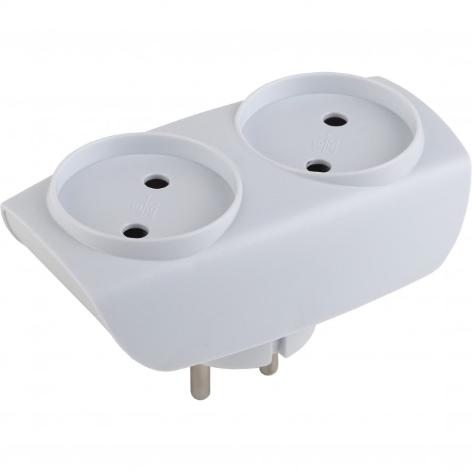 Разветвитель электрический ЭРА SP-2-W на 2 розетки без заземления 16А белый C0045520 Разветвитель электрический ЭРА SP-2-W на 2 розетки без заземления 16А белый C0045520