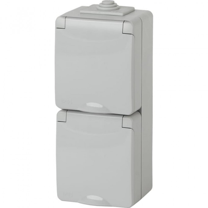 Розетка ЭРА 11-2607-03 2х2P+E верт. IP65 16A-250В ОУ серый B0036002 Розетка ЭРА 11-2607-03 2х2P+E верт. IP65 16A-250В ОУ серый B0036002