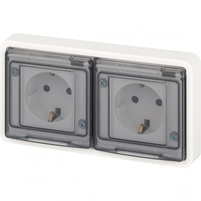 Розетка ЭРА ЭКСПЕРТ 11-2503-01 2х2P+E горизонтальная IP55 16А-250В ОУ белая B0063264