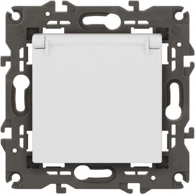 Розетка ЭРА ELEGANCE Б0065808 14-2103-01М 2P+E Schuko со шторками с крышкой 16А-250В матовый белый B0065808