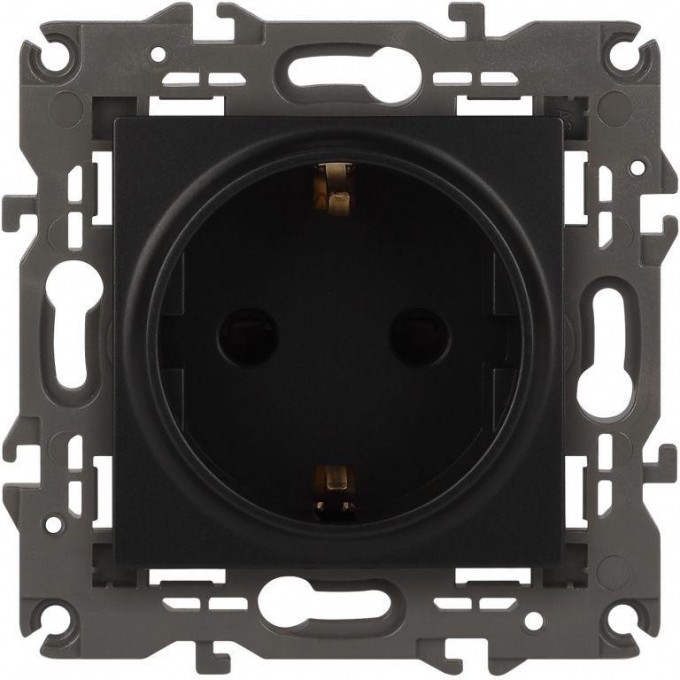 Розетка ЭРА ELEGANCE SCHUKO 14-2102-05 16А IP20 16AX 250В 2P+E защитные шторки антрацит B0034276