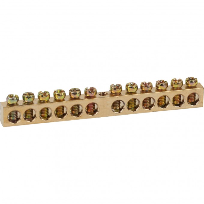 Шина ЭРА "земля-ноль" 6х9мм 10/1 с креплениями по центру латунь B0047229 Шина ЭРА "земля-ноль" 6х9мм 10/1 с креплениями по центру латунь B0047229