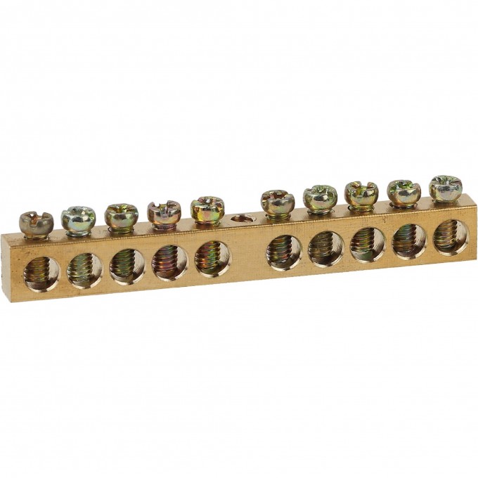 Шина ЭРА "земля-ноль" 6х9мм 12/1 с креплениями по центру латунь B0047230 Шина ЭРА "земля-ноль" 6х9мм 12/1 с креплениями по центру латунь B0047230