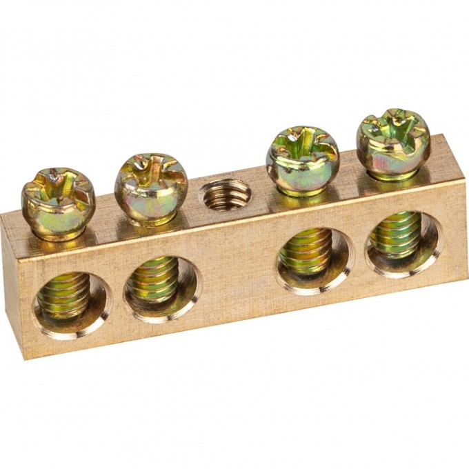 Шина ЭРА "земля-ноль" 6х9мм 4/1 с креплениями по центру латунь B0047226 Шина ЭРА "земля-ноль" 6х9мм 4/1 с креплениями по центру латунь B0047226