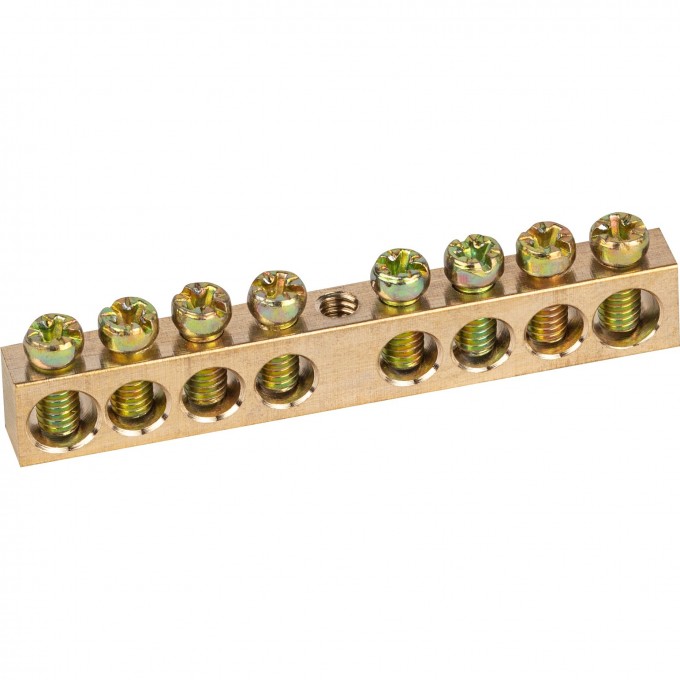 Шина ЭРА "земля-ноль" 6х9мм 8/1 с креплениями по центру латунь B0047228 Шина ЭРА "земля-ноль" 6х9мм 8/1 с креплениями по центру латунь B0047228