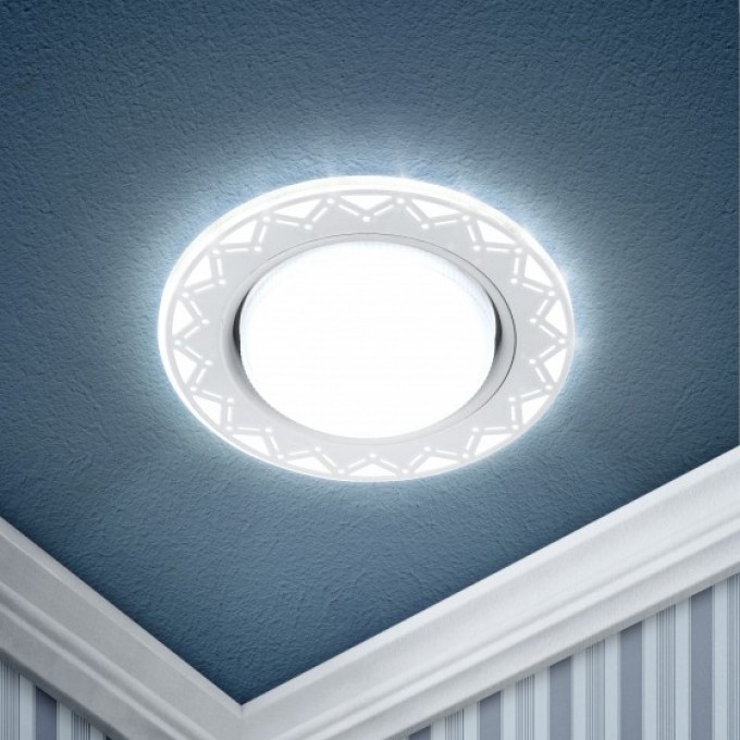 Светильник ЭРА DK LD27 WH/WH декор cо светодиодной подсветкой GX53 белый/белый B0037388 Светильник ЭРА DK LD27 WH/WH декор cо светодиодной подсветкой GX53 белый/белый B0037388