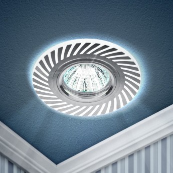 Светильник ЭРА DK LD39 WH/CH /1 декор cо светодиодной подсветкой MR16 белый/хром Светильник ЭРА DK LD39 WH/CH /1 декор cо светодиодной подсветкой MR16 белый/хром