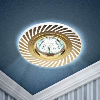 Светильник ЭРА DK LD39 WH/GD /1 декор cо светодиодной подсветкой MR16 белый/золото Светильник ЭРА DK LD39 WH/GD /1 декор cо светодиодной подсветкой MR16 белый/золото