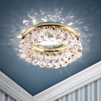 Светильник ЭРА DK16 GD/WH декор круглый с мелкими хрусталиками золото/прозрачный Светильник ЭРА DK16 GD/WH декор круглый с мелкими хрусталиками золото/прозрачный