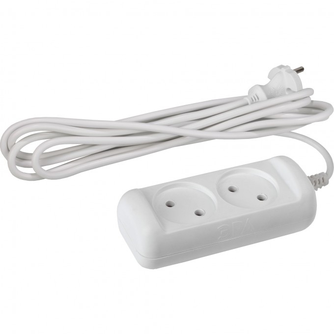 Удлинитель электрический ЭРА U-2-5m-2x1 без заземления 2 розетки 5м ПВС 2x1мм2 10А B0028361 Удлинитель электрический ЭРА U-2-5m-2x1 без заземления 2 розетки 5м ПВС 2x1мм2 10А B0028361