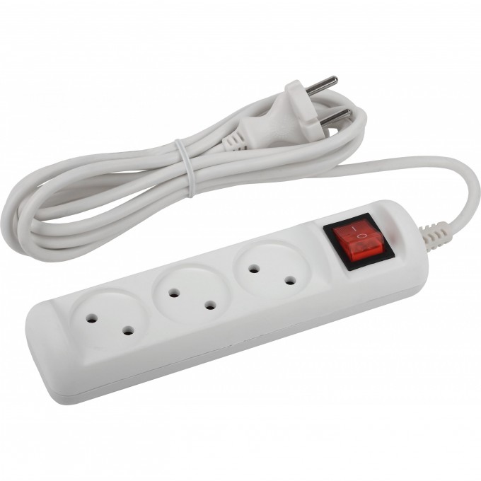 Удлинитель электрический ЭРА U-3s-3m-2x1 без заземления c выключателем 3 розетки 3м ПВС 2x1мм2 10А B0044050 Удлинитель электрический ЭРА U-3s-3m-2x1 без заземления c выключателем 3 розетки 3м ПВС 2x1мм2 10А B0044050