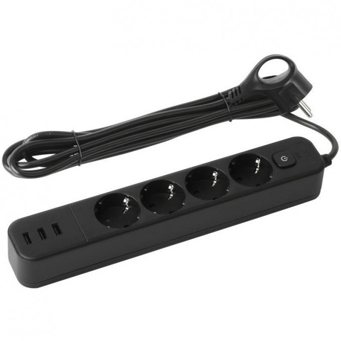 Удлинитель ЭРА Б0059570 с сетевым фильтром 4х3м с заземлением10А USF-4es-3m-3xUSBA-B +3xUSBA 3.1A с выключателем с базовой защитой B0059570 Удлинитель ЭРА Б0059570 с сетевым фильтром 4х3м с заземлением10А USF-4es-3m-3xUSBA-B +3xUSBA 3.1A с выключателем с базовой защитой B0059570