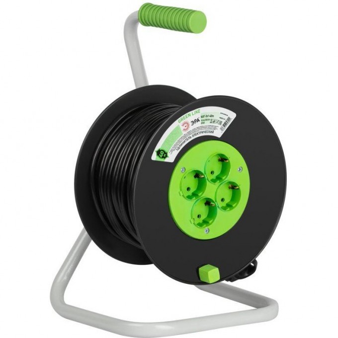 Удлинитель на пластиковой катушке ЭРА GREEN LINE Б0065116 4х40м с заземлением KAT-3x1-40m Greenline ПВС 3х1 B0065116 Удлинитель на пластиковой катушке ЭРА GREEN LINE Б0065116 4х40м с заземлением KAT-3x1-40m Greenline ПВС 3х1 B0065116