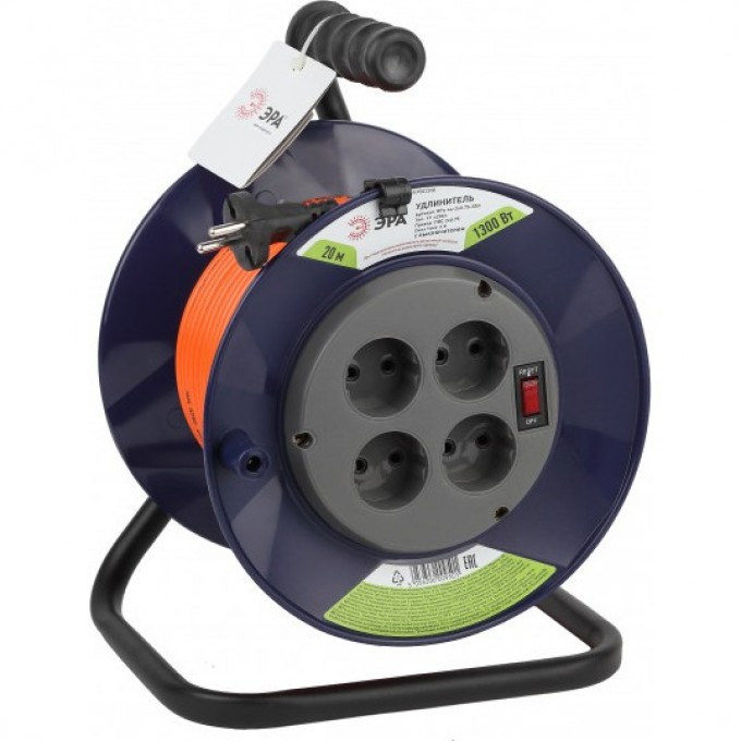 Удлинитель силовой ЭРА RPx-4s-2x0.75-20m на пластиковой катушке без заземления 4 розетки 20м ПВС 2х0.75мм2 B0046841 Удлинитель силовой ЭРА RPx-4s-2x0.75-20m на пластиковой катушке без заземления 4 розетки 20м ПВС 2х0.75мм2 B0046841