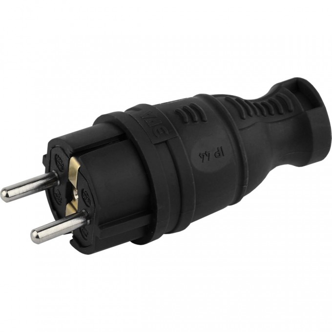 Вилка ЭРА V8-B-IP44 каучуковая с заземлением прямая 16A IP44 черная B0044540 Вилка ЭРА V8-B-IP44 каучуковая с заземлением прямая 16A IP44 черная B0044540