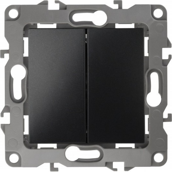 Выключатель двойной ЭРА 12-1104-05 10АХ-250В IP20 антрацит B0014649 Выключатель двойной ЭРА 12-1104-05 10АХ-250В IP20 антрацит B0014649