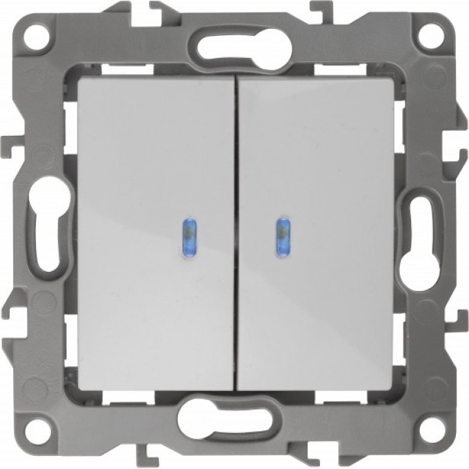 Выключатель ЭРА 12-1105-01 двойной с подсветкой 10АХ-250В IP20 белый B0014657 Выключатель ЭРА 12-1105-01 двойной с подсветкой 10АХ-250В IP20 белый B0014657