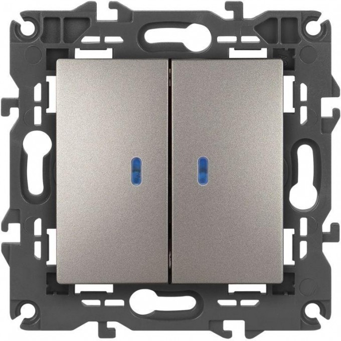 Выключатель ЭРА ELEGANCE Б0065789 14-1105-16 двойной с подсветкой 10АХ-250В титан B0065789 Выключатель ЭРА ELEGANCE Б0065789 14-1105-16 двойной с подсветкой 10АХ-250В титан B0065789