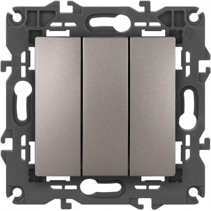 Выключатель ЭРА ELEGANCE Б0065799 14-1107-16 тройной 10АХ-250В титан B0065799 Выключатель ЭРА ELEGANCE Б0065799 14-1107-16 тройной 10АХ-250В титан B0065799