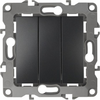 Выключатель тройной ЭРА 12-1107-05 10АХ-250В IP20 антрацит Выключатель тройной ЭРА 12-1107-05 10АХ-250В IP20 антрацит
