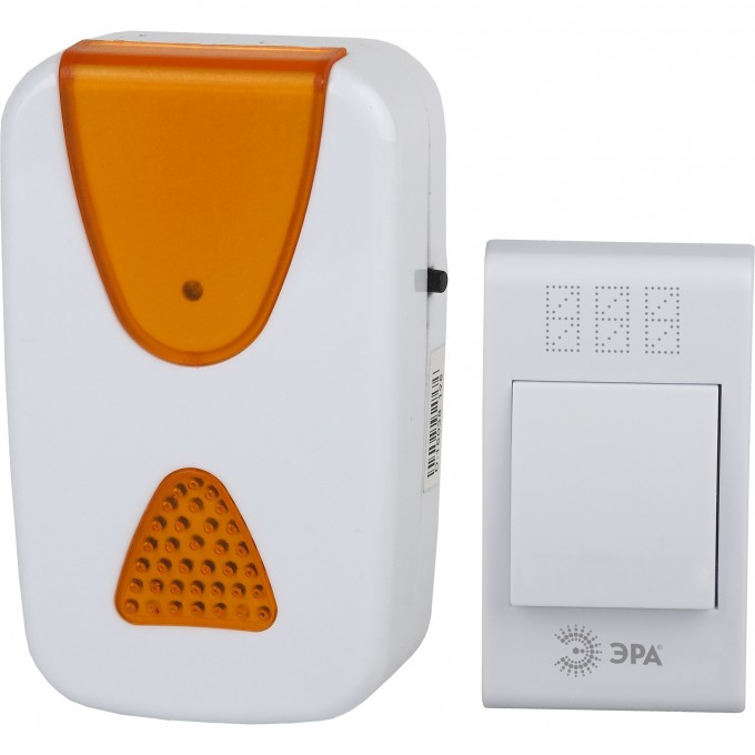 Звонок дверной ЭРА A02 беспроводной аналоговый белый с оранжевым 32 мелодии B0019874 Звонок дверной ЭРА A02 беспроводной аналоговый белый с оранжевым 32 мелодии B0019874